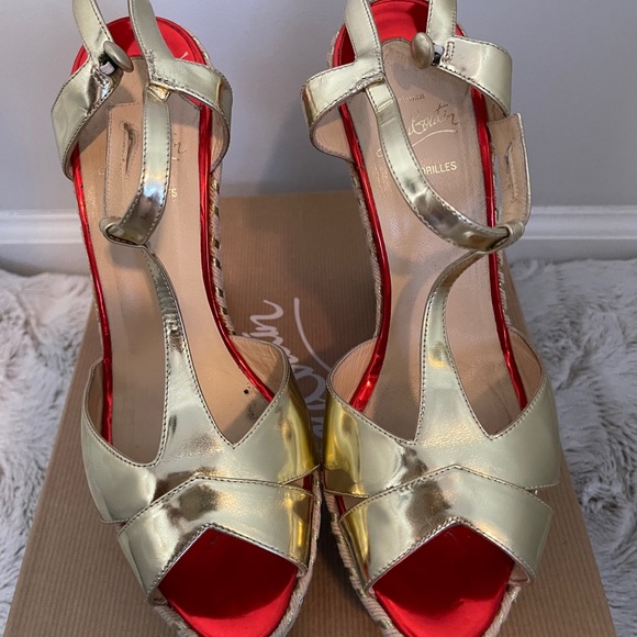 Christian  louboutin tortolita gold wedges 140mm - Picture 10 of 10